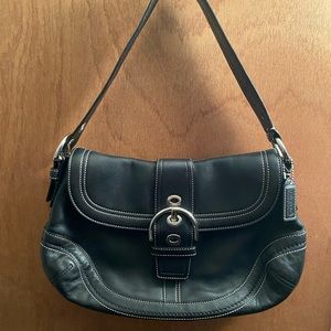 Coach Shoulder medium SoHo Black leather Hobo bag. Classic Coach Bag